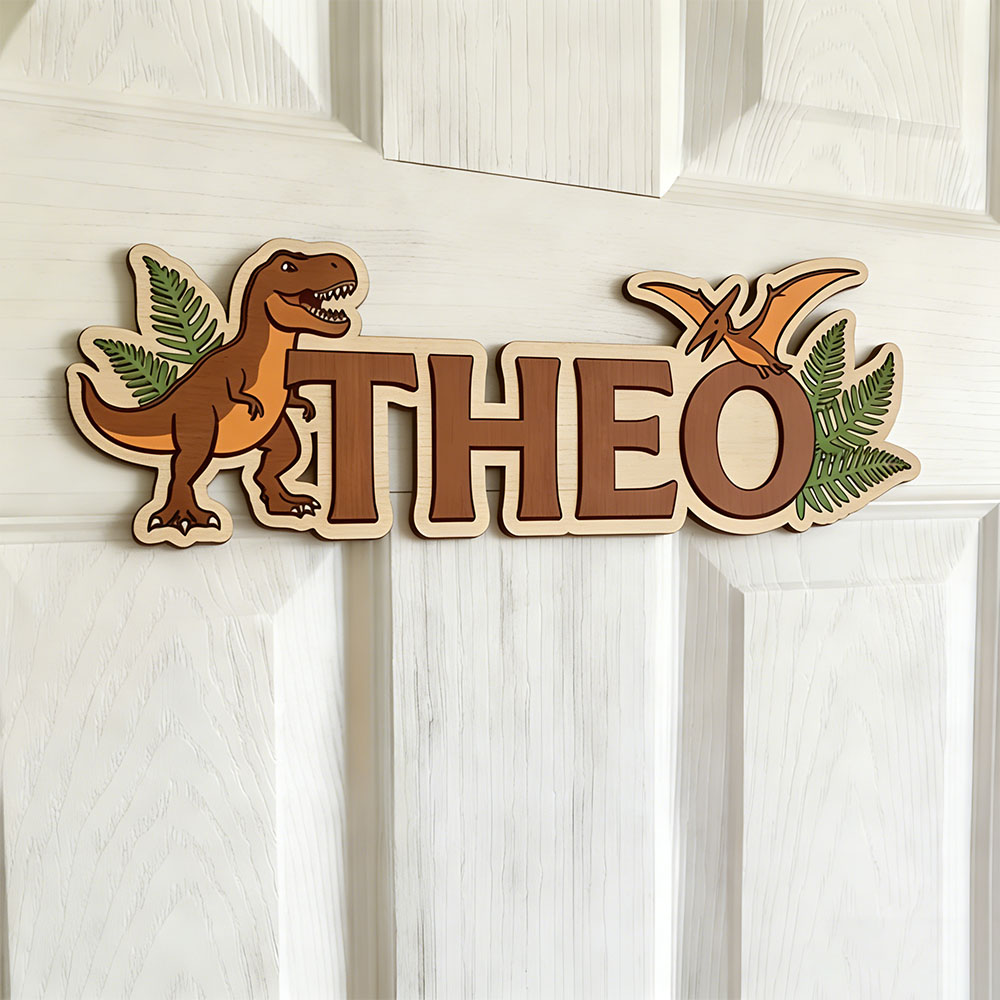 Party Games Graduation - Placa de Nome Personalizada de Dinossauro